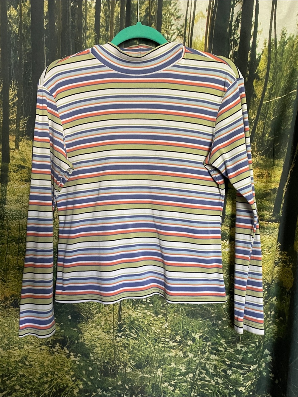 Vintage 90s Striped Long Sleeve Tee Multi-Color